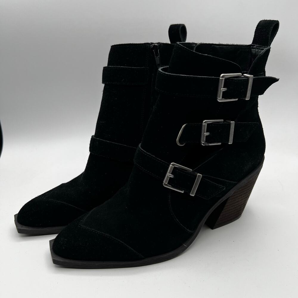 Crown Vintage Black Stralla Leather Western Bootie Size 8